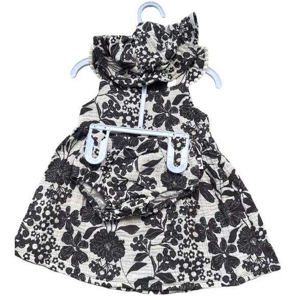 Rabbit & Bear Black and White Floral Kids Casual Dress - Picture 2 of 5